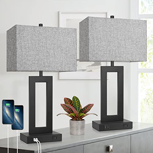 22" Table Lamp Set of 2 with 2 USB Ports (2 Count)