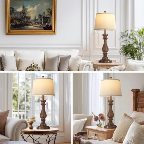 29" Tall Farmhouse Table Lamp for Living Room (Brown-1PK)