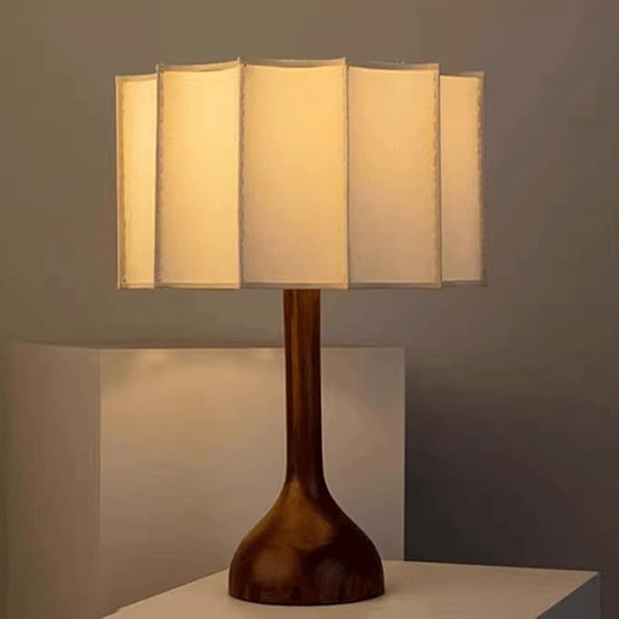 Japanese Style Wabi-sabi Bedroom Study B&B Desk Light French Romantic Wooden Art Handmade White Fabric Desk Lamp Living Room Sofa Beside Decorative Table Lamp Cafe Western Restaurant Lighting Fixture