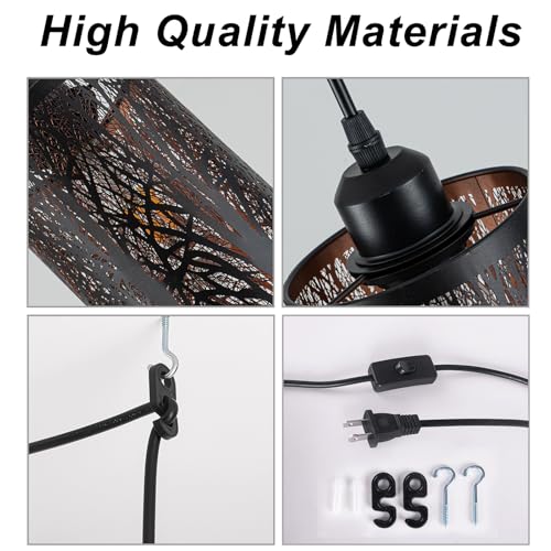 Industrial Black Plug in Pendant Light for Kitchen Island