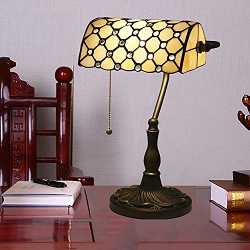Tiffany Style Bankers Table Lamp Stained Glass Piano Desk Lamp Vintage Bedroom Bedside Lamp for Study