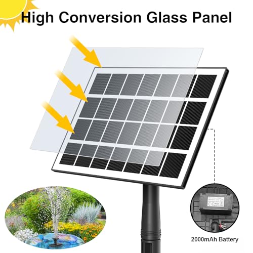 Solar Fountain Works in Cloudy Day with 2000mAH Battery Backup