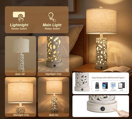 22'' Farmhouse Table Lamp for Living Room