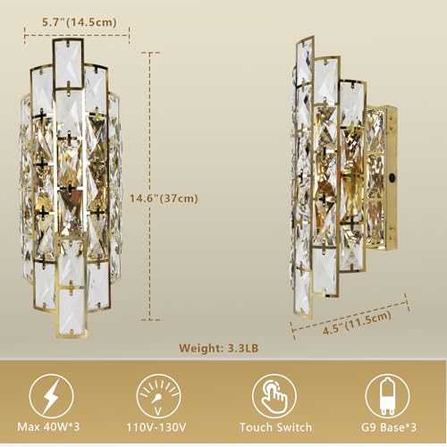 Gold Crystal Wall Sconces Lighting
