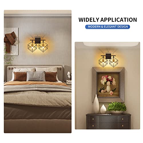 Bathroom Vanity Light with 2 Bulbs Bathroom Light Fixtures Over Mirror with 2 Rotatable Cube Shades Modern Wall Mounted Matte Black