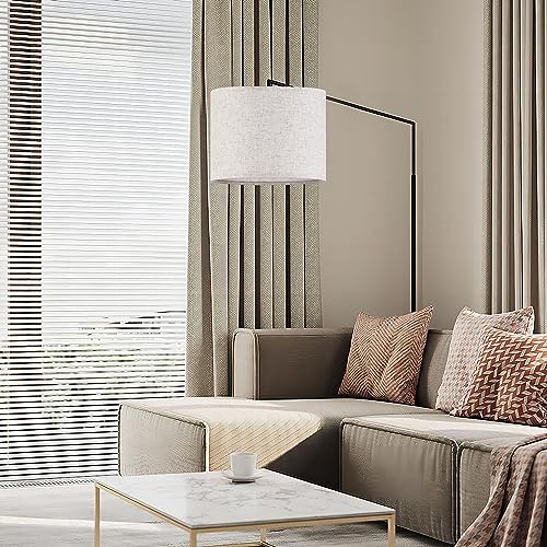Natural Linen Drum Lamp Shade 13"x13"x10" Beige Gray Spider