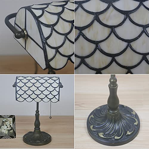 Tiffany Style Bankers Table Lamp Stained Glass Piano Desk Lamp Vintage Bedroom Bedside Lamp for Study