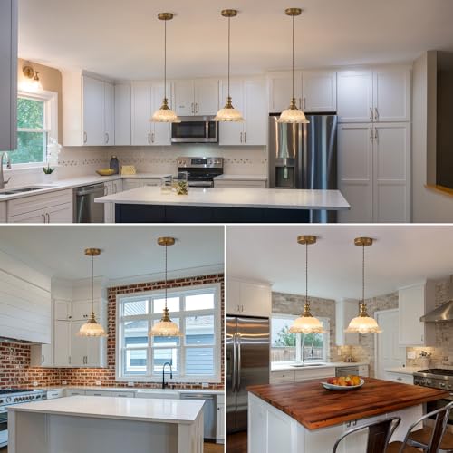 Glass Pendant Lights Modern Pendant Lighting Fixtures Hanging Lamp for Kitchen Island Bedroom Dining Room Coffee Shop Hallway Brown and Brass