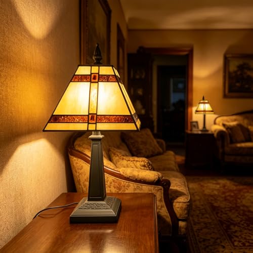 Tiffany Lamp Mission Style Stained Glass Table Lamp Small Desk Light