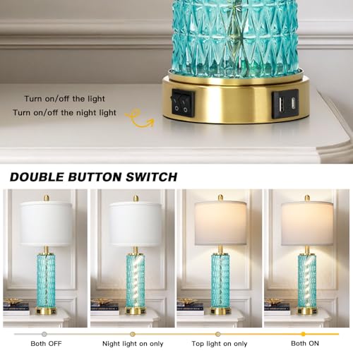 28" Coastal Glass Table Lamps Set of 2 (2 Count)