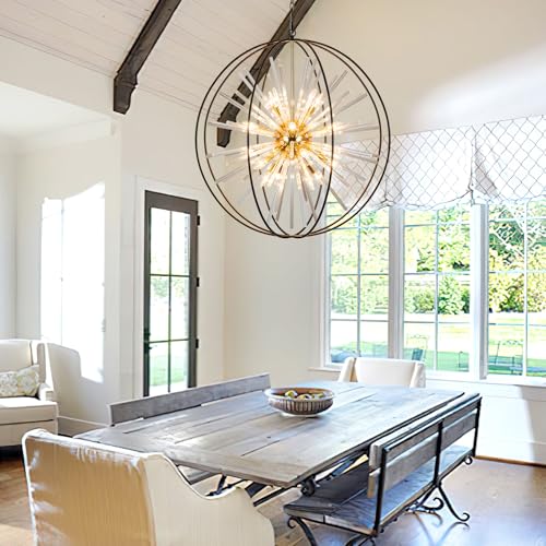 Modern Large Black and Gold Crystal Chandelier for Entryway High Ceiling