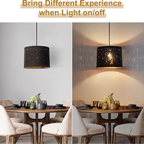 Black Drum Lampshades Set of 2 with Sky Stars Design