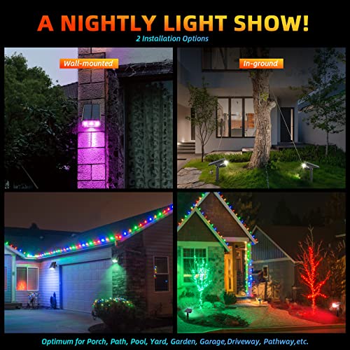 Color Solar Light Outdoor Waterproof Spotlights with 9 Light Modes (4 Count)