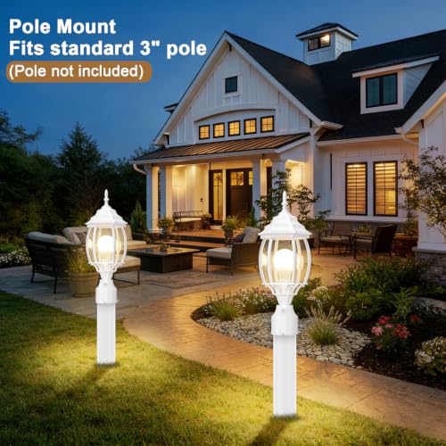 White Dusk to Dawn Outdoor Post Light