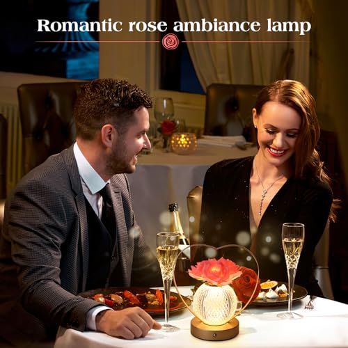 Women Gifts Rose Flower Lamp Cordless LED Touch Lamp Decor Gift