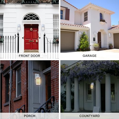 Dusk Dawn Sensor Outdoor Wall Sconce White Exterior Porch Lantern