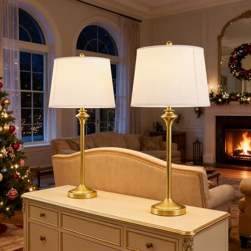Brass Gold Table Lamps Set of 2 for Living Room (2 Count)
