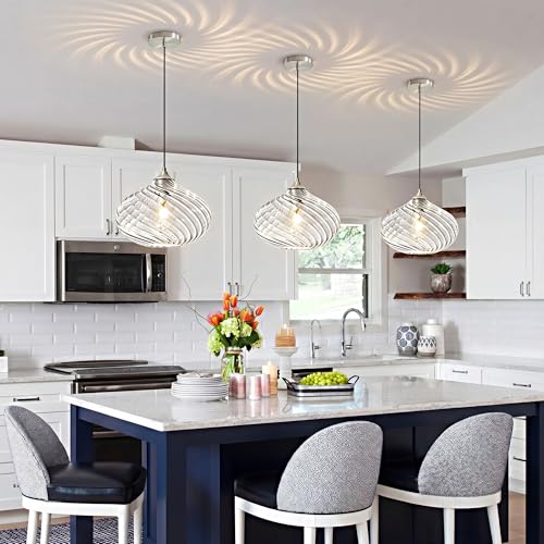 11in Nickel Pendant Lights Kitchen Island with Clear Glass Shade 1Pack