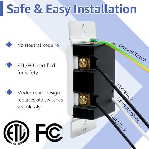3 Pack Dimmer Light Switch for Dimmable LED Light (3 Count)