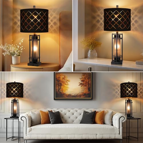 27'' Modern Table Lamp Set of 2 with Nightlight (2 Count)