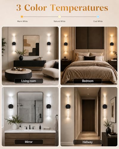 Black Rechargeable Wall Sconces Set of 2 (2 Count)