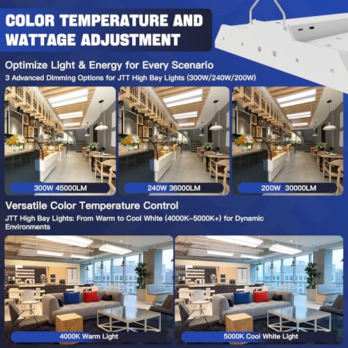 300/240/200W LED Linear High Bay Light, 45000LM Linear Shop Light