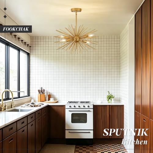Gold Sputnik Ceiling Light Starburst Light Fixture Solid Metal