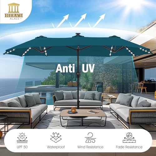 13 ft Patio Umbrella with 120 LED Solar Lights Outdoor Umbrella