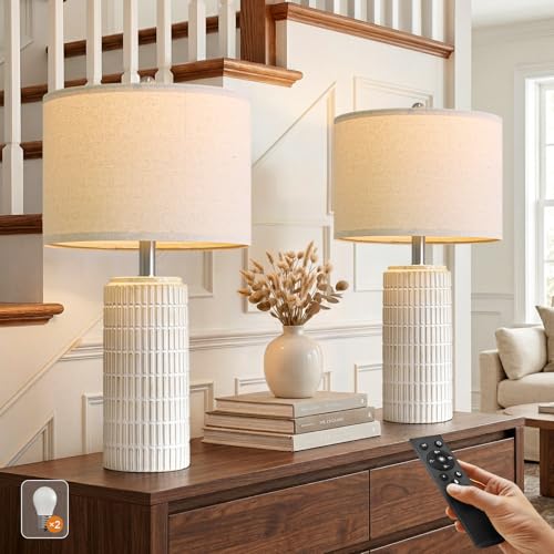 23’’ Dimmable Table Lamps Set of 2 with Remote for Living Room