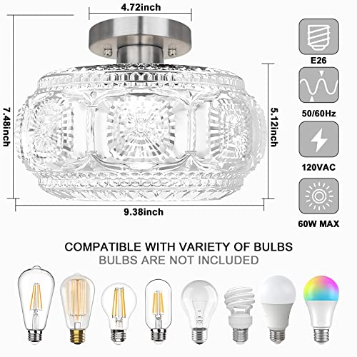 Globe Glass Semi Flush Mount Ceiling Light Fixture