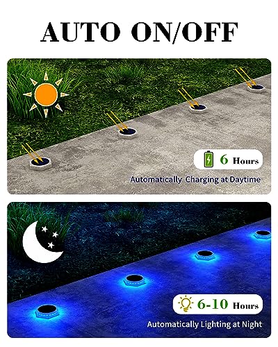 Blue Solar Driveway Light Outdoor IP68 Waterproof 6Pack Hexagon (6 Count)