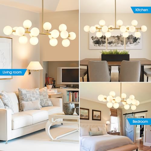 Modern Gold Chandelier Rectangle Pendant Light Sputnik Chandeliers Hanging Light Fixture 16