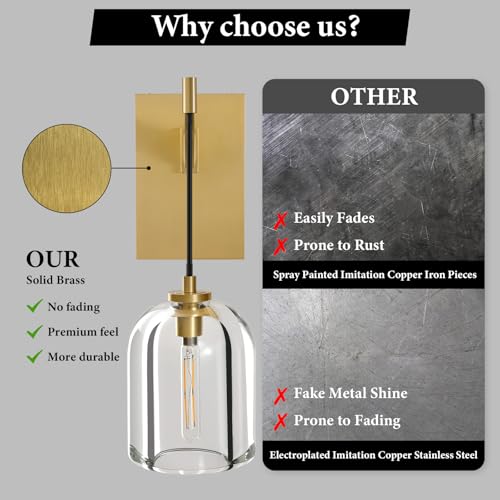Crystal Brass Hemisphere Wall Sconce