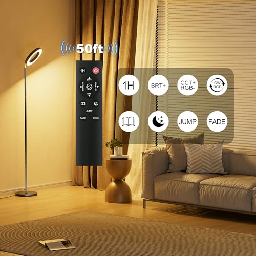 36W 3500LM Super Bright Floor Lamps for Living Room (Black-Single Sided)