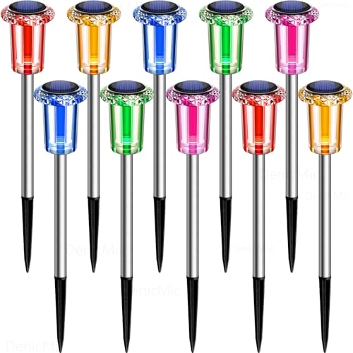 Outdoor Solar Lights Waterproof 10 Pack Color LED Christmas Decor (10 Count)