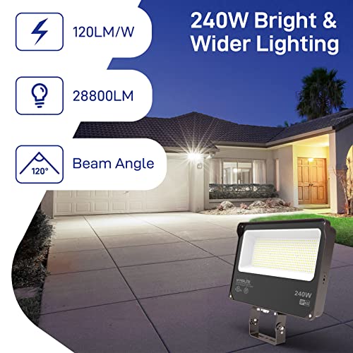 LED Flood Light 240W 28800LM 5000K Daylight IP65 Waterproof Outdoor Floodlights UL Certified for Court