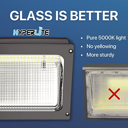 LED Wall Pack Light 120W with Dusk to Dawn Photocell and Glass Lens LED Security Flood Commercial and Industrial Outdoor LED Wall Lights Out Door for House Warehouses UL Listed