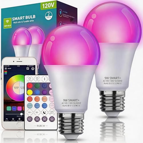 Smart Light Bulbs with Remote (2 Count)