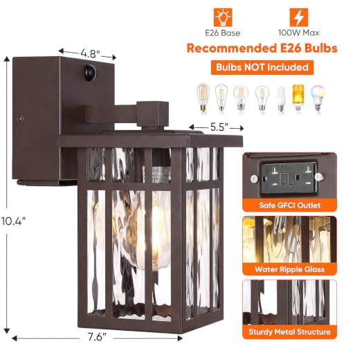 Motion Sensor Outdoor Wall Light with GFCI Outlet