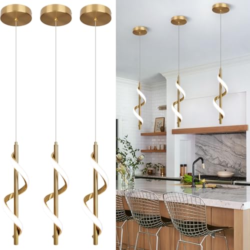3 Packs Modern Spiral Led Pendant Light Fixture (3 Count)