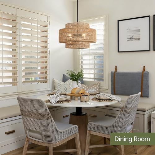 17.7" Rattan Chandelier for Dining Room