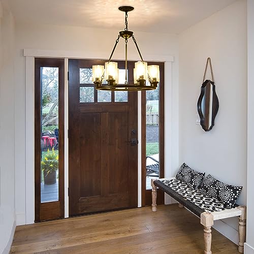 6 Light Black Wagon Wheel Chandelier