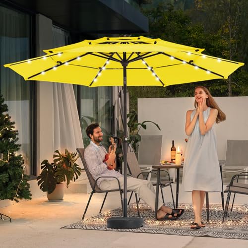 9 ft 3 Tier Outdoor LED Lighted Patio Umbrella w