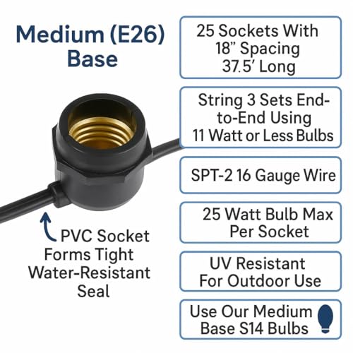 37.5 Feet Heavy Duty Light String