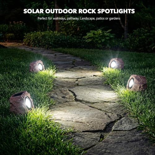 Solar Rock Lights Outdoor Garden Waterproof (2 Count)