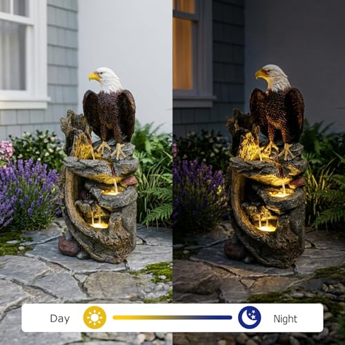 40.5" Tall Eagel Water Fountain Outdoor Waterfall Garden Fountains