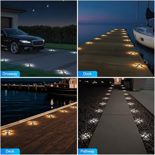 Solar Driveway Lights Dock Deck Lights 12 Pack (12 Count)