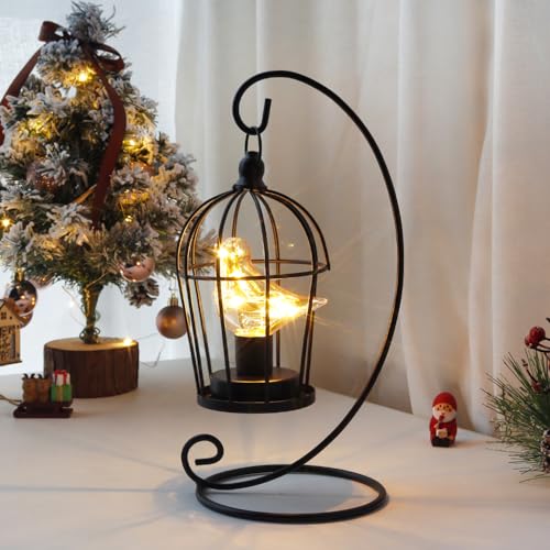 Birdcage Bulb Decorative Lamp Battery Operated 13" Tall Cordless Accent Light with Warm White Fairy Lights Bird Bulb for Living Room Bedroom Kitchen Wedding Xmas