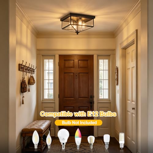 Farmhouse Style Square Flush Mount Ceiling Light