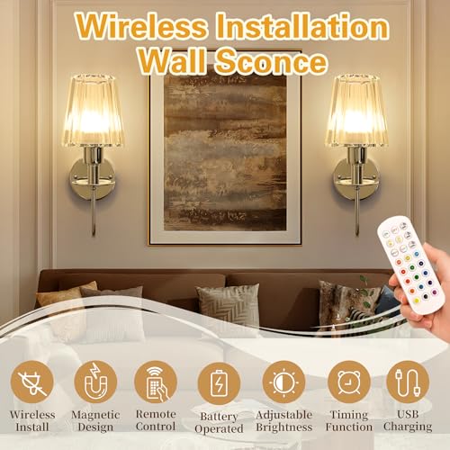 Battery Operated Wall Sconces Set of 2 (2 Count)